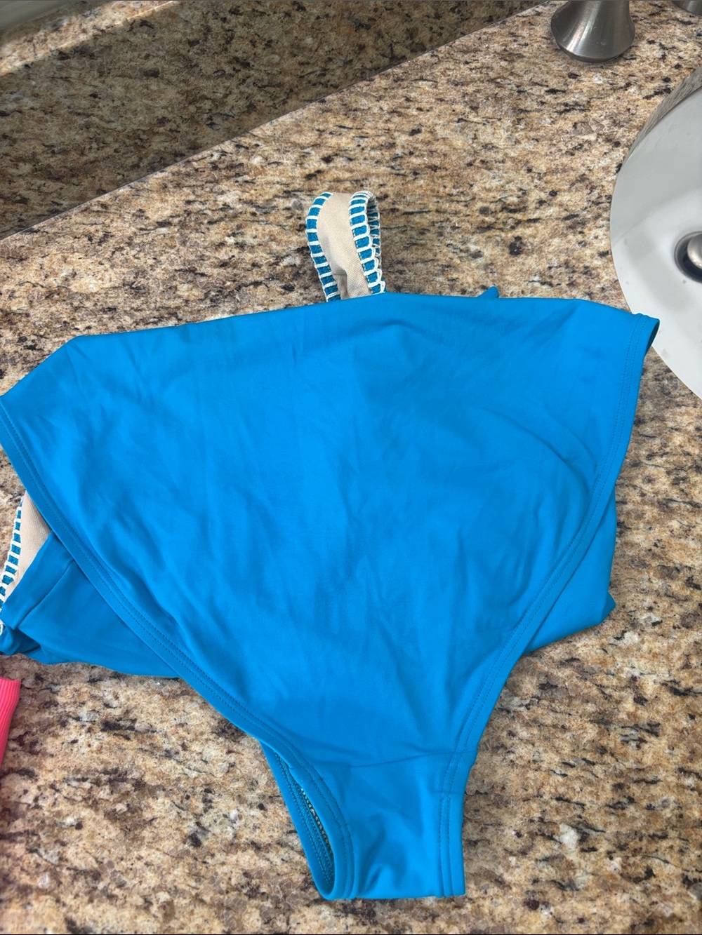 La Blanca by Rob Beattie size 12 Women's Teal Halter one piece suit white trim - Picture 7 of 12